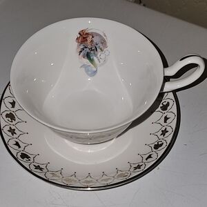 Elegant Diseney Ariel White Teacup and Saucer Set